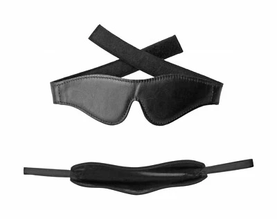 Travel-Friendly Leather Blindfold with Position Strap Fetish Set BDSM Restraint - Image 1 of 3
