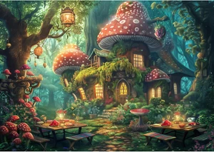 1000 Pieces Jigsaw Puzzles for Adults Mushroom House Village Picnic Impossible H - Picture 1 of 8