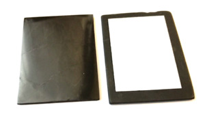 Schungit & Shungit Platte für Handy ca. 3 x 2 cm. / poliert