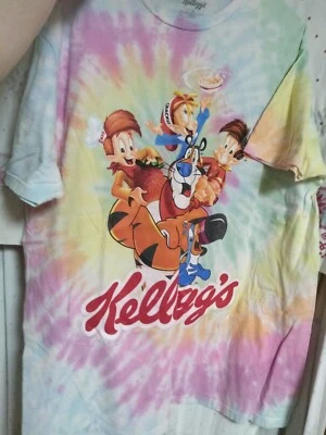 Camisa Kellogg's Arco Iris Tie-Dye Cereal Gráfico Talla Adulto XL Manga Corta Logo Foto 1 de 4