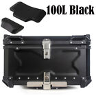 100L Motorcycle Rear Top Box Black Alloy with 3D Backrest Pad for Honda Yamaha