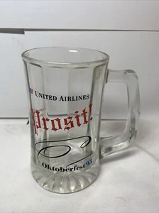 Vintage United Airlines Oct Fest Beer Mug 1995 Promo Event Oktoberfest Glass - Picture 1 of 7