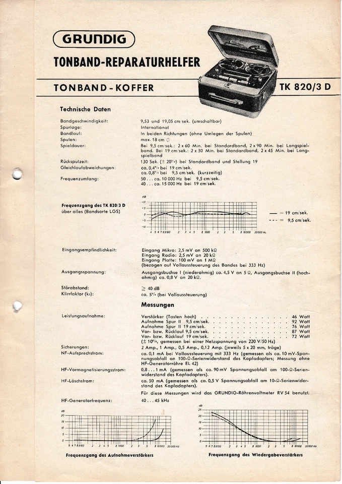 Manual de servicio Instrucciones para Grundig TK 820/3 D Foto 1 de 1