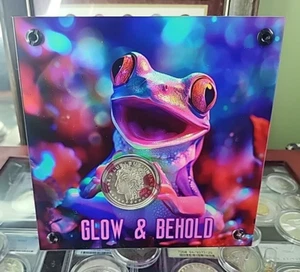 1oz 999 Silver Coin Glow & Dark Frog Plaque - Picture 1 of 10