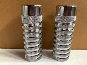 Old School Bicycle Pegs Threadless CNC Cut Chrome GT Type BMX Cruiser Lowrider - Picture 1 of 4