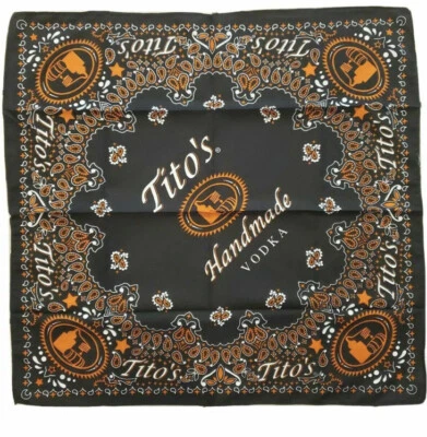 Lote De 2 Pañuelo Bufanda Bandana Vodka Tito's 21x21 Negro Naranja Paisley Foto 1 de 2