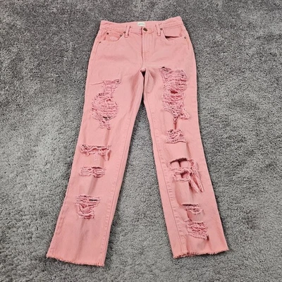 Alice + Olivia Jeans Womens 28 Pink Leg Distressed Ripped Girlfriend USA 28x30 - Image 1 of 4