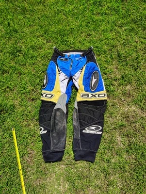 Vintage Motocross AXO SPORT Riding Pants Racing Dirt Bike Blue Yellow Size 32 - Image 1 of 4