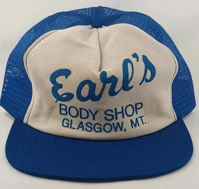 Sombrero de camionero vintage años 80 Earl's Body Shop Glasgow MT Snapback Foto 1 de 4