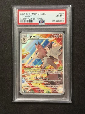 2025 POKEMON JTG EN-JOURNEY TOGETHER ILLUSTRATION RARE #166 LYCANROC PSA 8 - Image 1 of 2