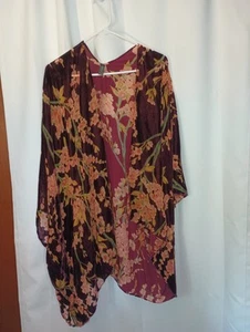 Lane Bryant Velvet Burnout Shawl One Size Kimono Dark Floral Whimsigoth Boho - Picture 1 of 8