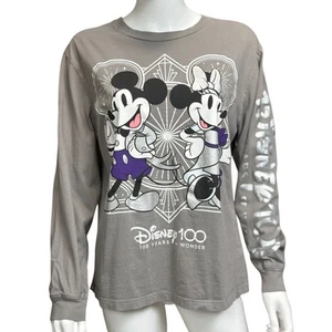 Disney 100 Years Of Wonder Gray Graphic T-Shirt Mickey & Minnie Unisex Medium - Picture 1 of 7