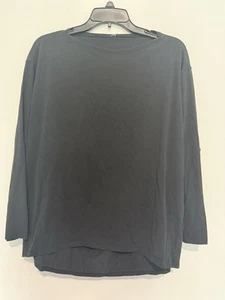 Lululemon Shirt Womens Black 3/4 Sleeve Boat Neck Yoga Relaxed -pit to pit-25'' - Picture 1 of 2
