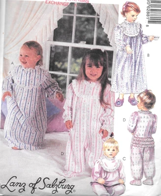 McCall 6288 Toddler Salzburg Nightgown Pajamas Ruffles Butt Pattern Sz 1-2-3 CUT - Image 1 of 4