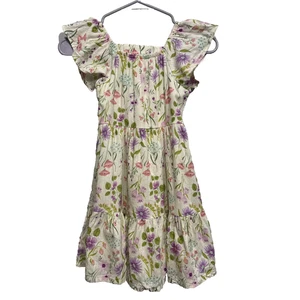 JUMPING BEANS Girls Floral Sundress Size 6X Tiered Flatter Sleeve Back Cut Out - Picture 1 of 10