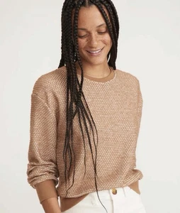 Marine Layer Birdseye Knit Sweater Women’s Large neutral Cotton texture Crewneck - Picture 1 of 9