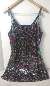 Women's Allegra K Rainbow Sequin Mini Dress Size Medium - Picture 1 of 7