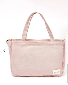 New Array Zip Top Pocket Mini Tote Pink Canvas Bag Cross Body Strap - Picture 1 of 13