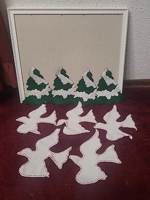 Apliques de lentejuelas vintage hechos a mano de poliéster árboles de fieltro de Navidad artesanía Foto 1 de 4