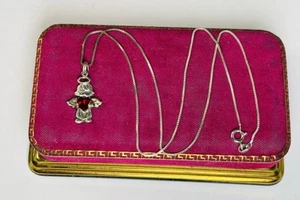 Sterling Silber Precious Moments Engel Rubin rot JULI Geburtsstein Anhänger Halskette - Bild 1 von 13