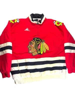 ВИНТАЖНЫЙ APEX ОДИН ЧИКАГО BLACKHAWKS ПОЛНЫЙ МОЛНИИ КУРТКА РАЗМЕР L - Изображение 1 из 4
