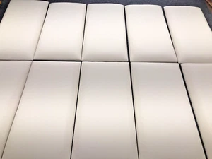10 Panels Sized 7.8" x 15.7"Headboard White Upholstered Wall Panels, Peel and St - Picture 1 of 14