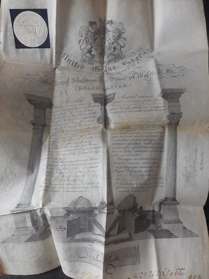 1885 SEALED FREEMASON CERTIFICATE - United Grand Lodge of England Grand Master - Image 1 of 4