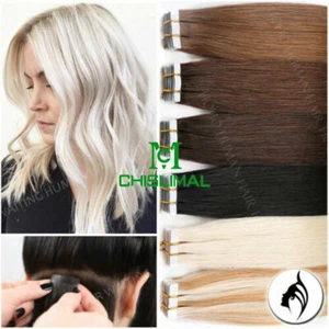 16 To 26inch Seamless Tape In Skin Weft real Remy Human Hair Extensions 20pcs - Picture 1 of 30