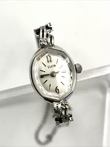Orologio da polso donna vintage Lady Elgin cassa oro bianco 14 carati ricambi o riparazioni - Foto 1 di 10
