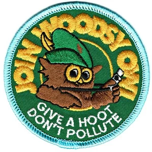 OFFICIAL WOODSY OWL Patch Iron-on Embroidered Smokey Bear Girl Boy Friend - New - Picture 1 of 1