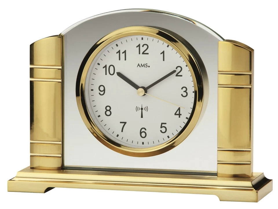 AMS 5143 Tischuhr Funk Metall mit Glas Funktischuhr - Bild 1 von 1