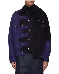 Rare Feng Chen Wang Duo Tonal Purple and Black Denim Retro Jacket Sz L - Picture 1 of 12