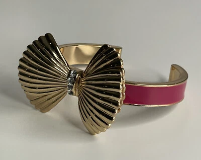 Brazalete LILLY PULITZER Tono Dorado Rosa Esmalte Estrás Arco Foto 1 de 4