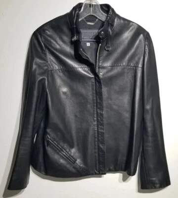 Chaqueta de cuero negra vintage Versus by Gianni Versace para mujer Italia 26/40 Foto 1 de 4