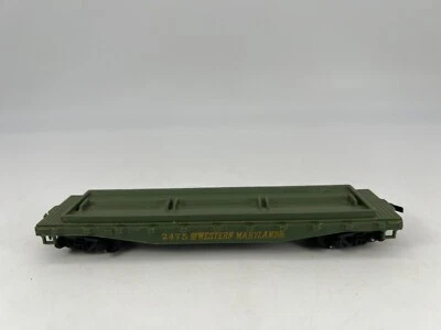 Tyco #2475 HO Green Western Maryland Flat Car Good Condition - Image 1 of 4