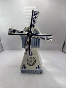 Blue and White Ceramic Windmill Clock-Untested - Picture 1 of 6