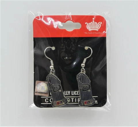 MLB Los Angels Dodgers Trophy Earrings By Aminco Color Sliver Blue Cover