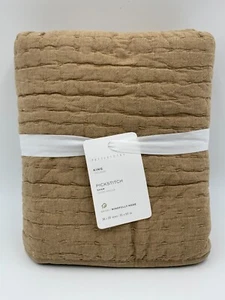Pottery Barn Pick Stitch Handcrafted Cotton Sham King Bronze #G798 - Picture 1 of 6