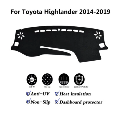 Cubierta de salpicadero antideslizante negra para Toyota Highlander 2014-2019 Foto 1 de 4