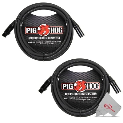 Cable de micrófono Pig Hog XLR de 8 mm macho a hembra cable de micrófono premium de 10 pies - x2 Foto 1 de 3