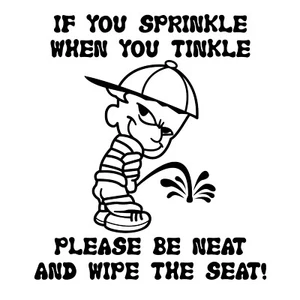 If you sprinkle when you tinkle! fun, novelty toilet seat decal. pub, club, bar - Picture 1 of 7