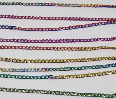 Stainless Steel Curb Chain 3mm x4mm ~ 16 ft (5 meters) Rainbow Finish 3mm x 4mm - Image 1 of 4