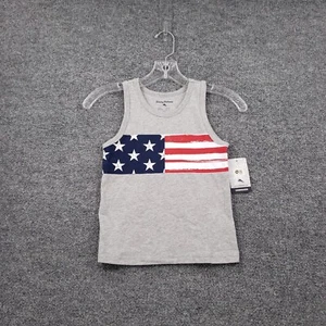 NEW Tommy Bahama Tank Top Kids Small 5 6 Gray American Flag Sleeveless Pullover - Picture 1 of 10