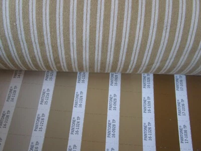 Tela de tapicería de mezcla de algodón a rayas alfiler marrón dorado mariposa BTyd Foto 1 de 4