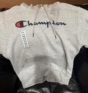 Champion ~Hoodie Sweatshirt Oxford Gray Size YOUTH SMALL NWT-Has Small Stain - Picture 1 of 11