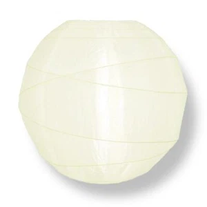 14" Irregular Ribbed Beige / Ivory Nylon Lantern, Hanging Decoration, Durable - Picture 1 of 2