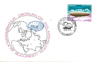 BB002 Romania Aeromfila 1979 Day of polar flights Zeppelin at North Pole FDC - Image 1 of 2