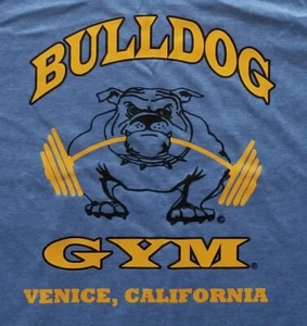 T-Shirt Bulldog Fitnessstudio Venedig Kalifornien Training Bodybuilding Royal/Vintage Gold - Bild 1 von 2