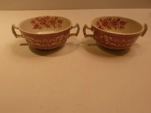 Vintage Wood & Sons Westminster Paar Creme Suppenschüsseln, rot/weiß - Bild 1 von 6