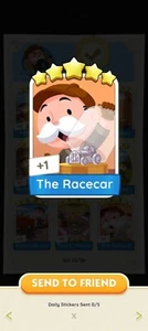 1 x The Racecar Monopoly Go 5 Star Rare Sticker
